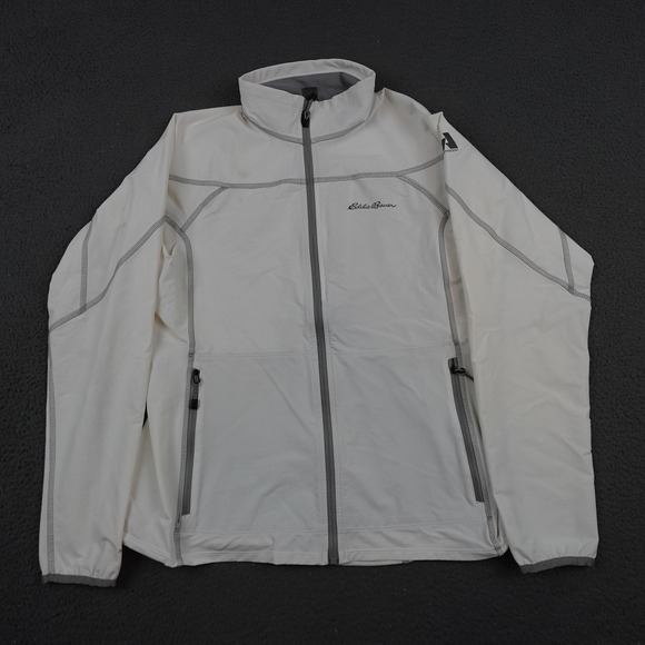 Eddie Bauer Jacket Womens Medium White First Ascent Softshell Full Zip Hiking - Picture 1 of 15